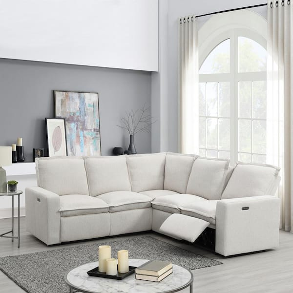 Jayden Creation Nuria 87 in. Wide Beige Leather Sofa with Removable Back Cushions