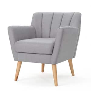 Merel Mid-Century Modern Light Gray Fabric Club Chair