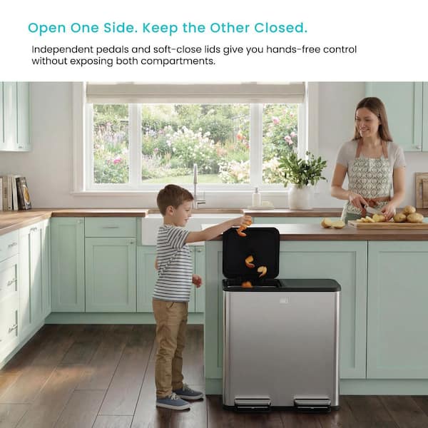 Home Zone Living 21 Gal. Large Stainless Steel Dual Compartment