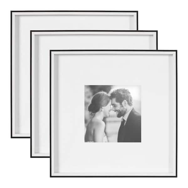 Kate and Laurel Gibson 16 in. x 16 in. Matted to 8 in. x 8 in. White/Black Picture Frame (Set of 3)