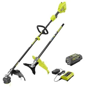 RYOBI 40V 15 in. Expand It Cordless Battery Attachment Capable String Trimmer Brush Cutter with 4.0 Ah Battery and Charger RY40ST01K RYBRC