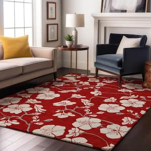 Mayfield Premium Machine Washable Abstract AMF1032 Red 8 ft. x 10 ft. Area Rug