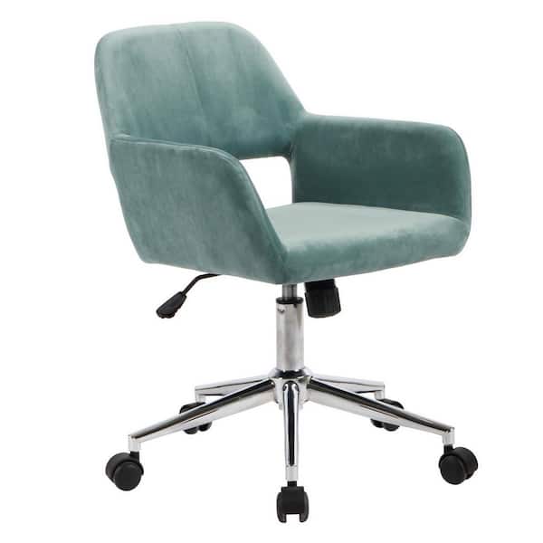 Homy Casa Ross Teal Velvet Upholstered Task Chair with Adjustable Height