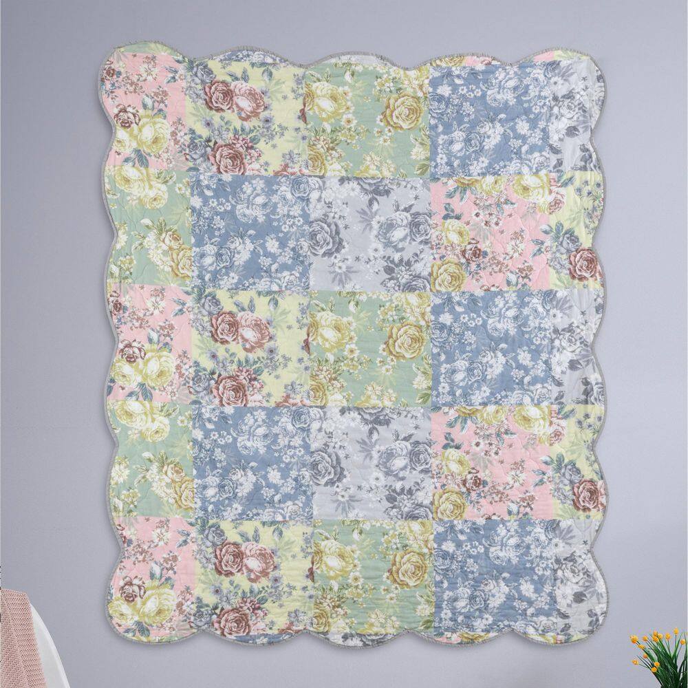 Emma Patchwork Floral Cotton Quilted Throw Blanket 50" x 60"