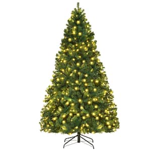 7.5 ft. Pre-Lit Hinged PVC Artificial Christmas Tree with 400-LED Lights and Stand