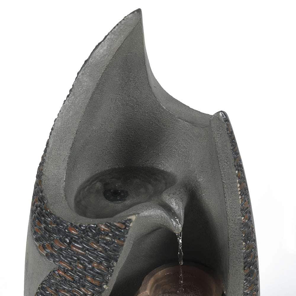 37" Gray and Brown Polyresin Tiered Patio Fountain with LED Lights