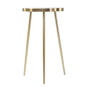 Charlie 17.5 in. Gold Specialty Faux Marble End Table