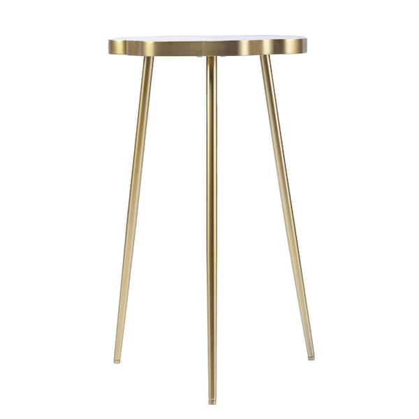 HomeRoots Charlie 17.5 in. Gold Specialty Faux Marble End Table