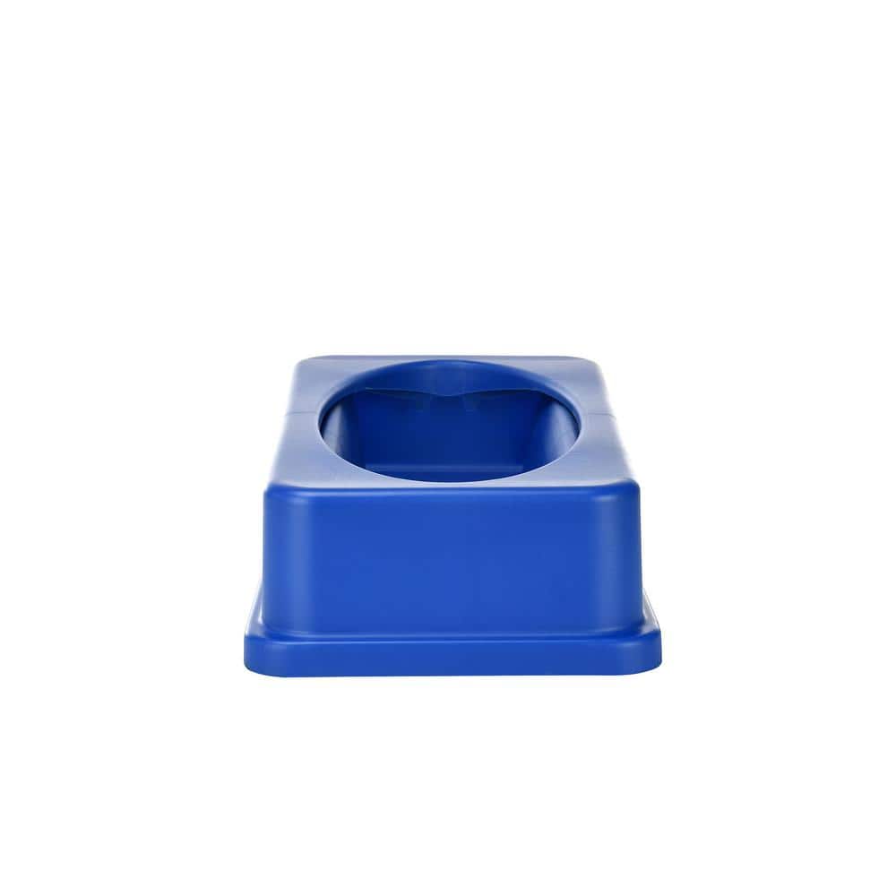 Blue 23 Gallon Plastic Commercial Recycle Bin with Drop Slot Lid