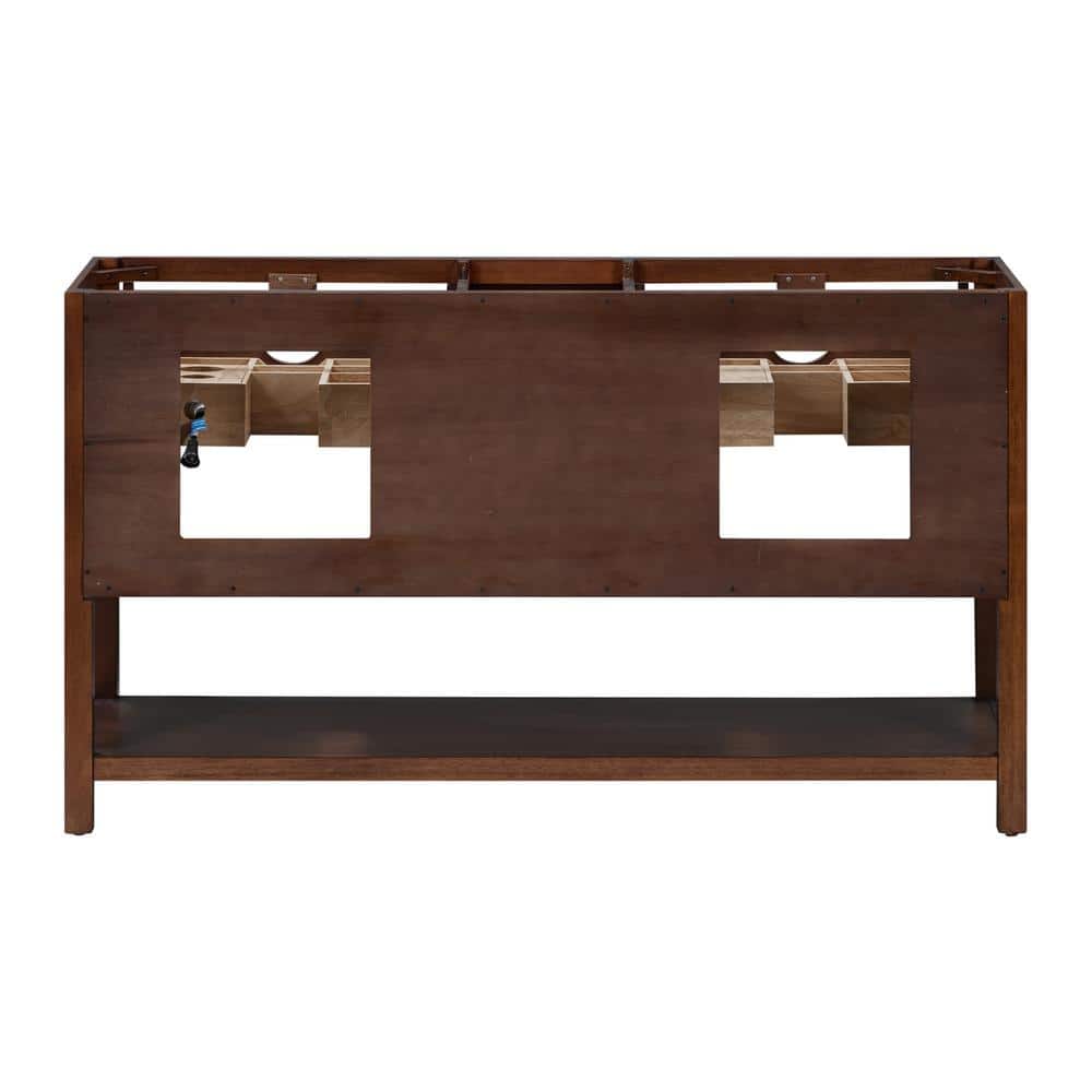 Zoe 60'' Walnut Double Bathroom Vanity with Gold Hardware