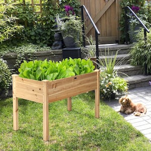 49.5 in. x 23.5 in. x 30 in Natural Wood Garden Raised Bed Elevated Vegetable Planter