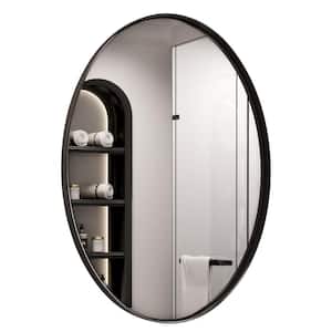 24 in. W x 36 in. H Large Oval Stainless Steel Mirror Bathroom Mirror Vanity Mirror Decorative Mirror in Brushed Black