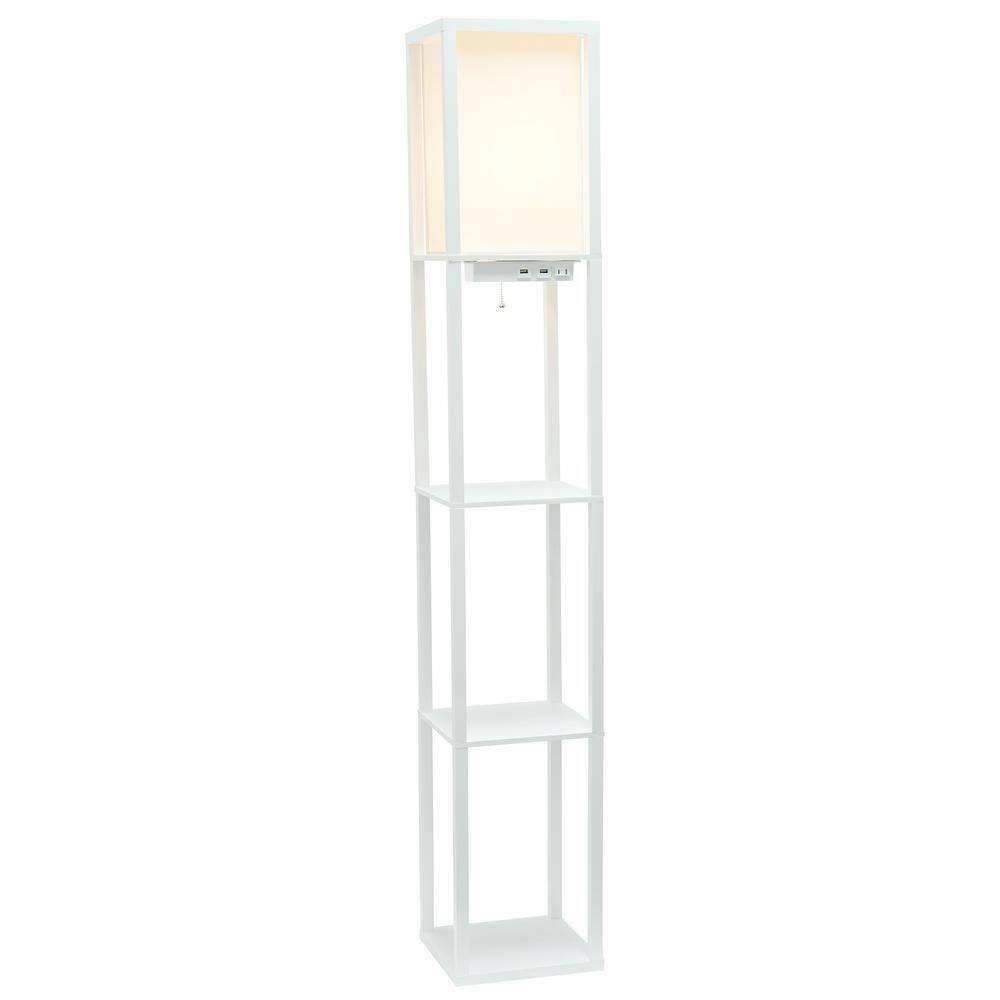 Classix White 62.5" 3-Tier Shelf Floor Lamp with LED Bulb