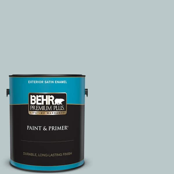 BEHR PREMIUM PLUS 1 gal. #N470-2 Oceanic Climate Satin Enamel Exterior Paint & Primer