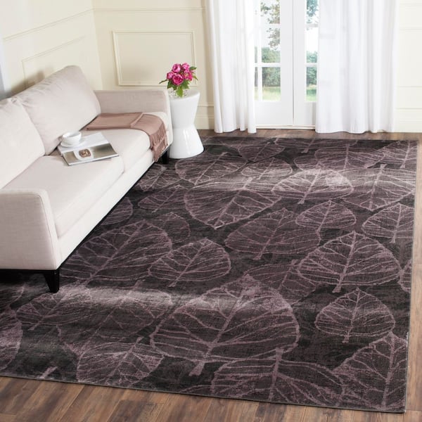 Vintage 8 ft. x 10 ft. Charcoal/Multi Contemporary Botanical Area Rug