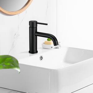 Satico Single-Handle Single Hole Bathroom Faucet in Matte Black FBF4B9ZQMB - The Home Depot