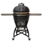 22 in. Kamado Char-Gas Dual Fuel Charcoal/Gas Grill in Black with Grill Cover