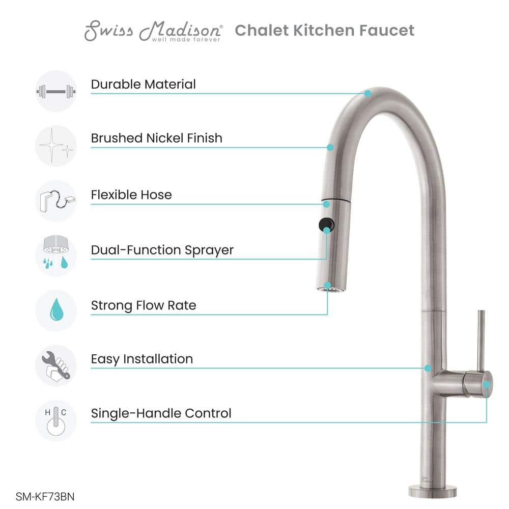 Brushed Nickel Single Handle Pull-Down Kitchen Faucet