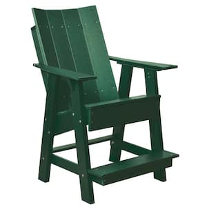 Contemporary Turf Green Plastic Outdoor High Adirondack Chair