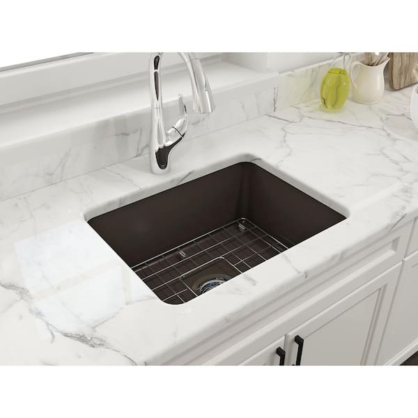 BOCCHI Protective Matte Black Bottom Grid for 24 in. Single Bowl Sink