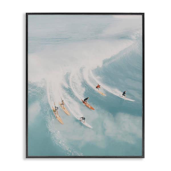 Stupell Industries Surfing Race Seascape by LSR Design Studio Black Framed People Giclee Art Print 14 in. x 11 in.