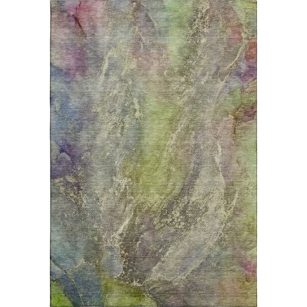 Mayfield Premium Machine Washable Abstract AMF2307 Green 3 ft. x 5 ft. Area Rug