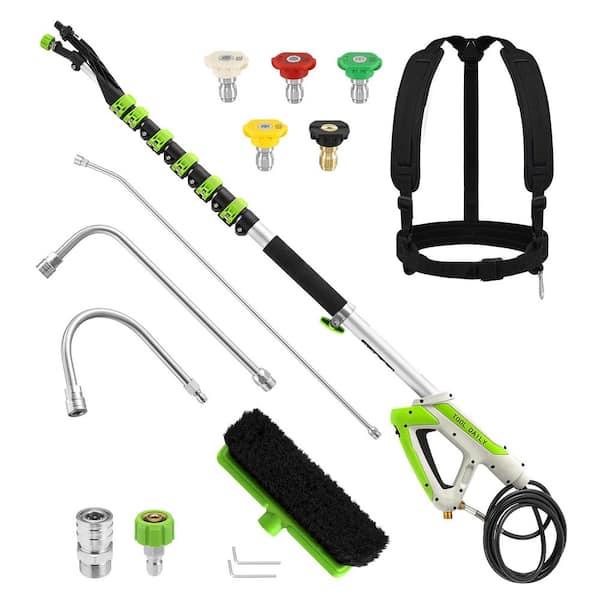 21 ft. Aluminum Telescoping Pressure Washer Wand with Brush, 4000 PSI Power Washer Extension Wand Gutter Cleaner