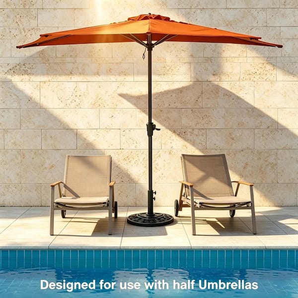 compact concrete patio umbrella stand Maypex 20 lb. Concrete Half Round Patio Umbrella Base Rose Pattern in Black