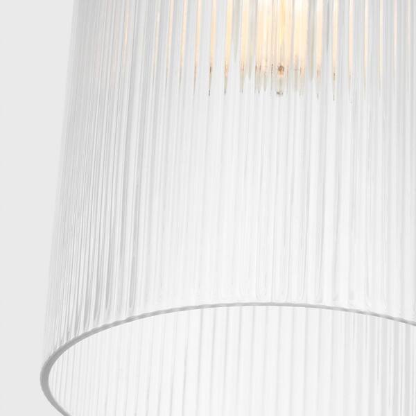 Generation Lighting - Liouet 7 in. W x 14 in. H 1-Light Satin Brass Transitional Pendant Light with Clear Ribbed Glass Shade