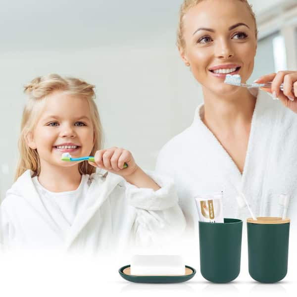 Sage Green Bathroom Set - 8 Pieces of Essential Accessories Including Trash  Can