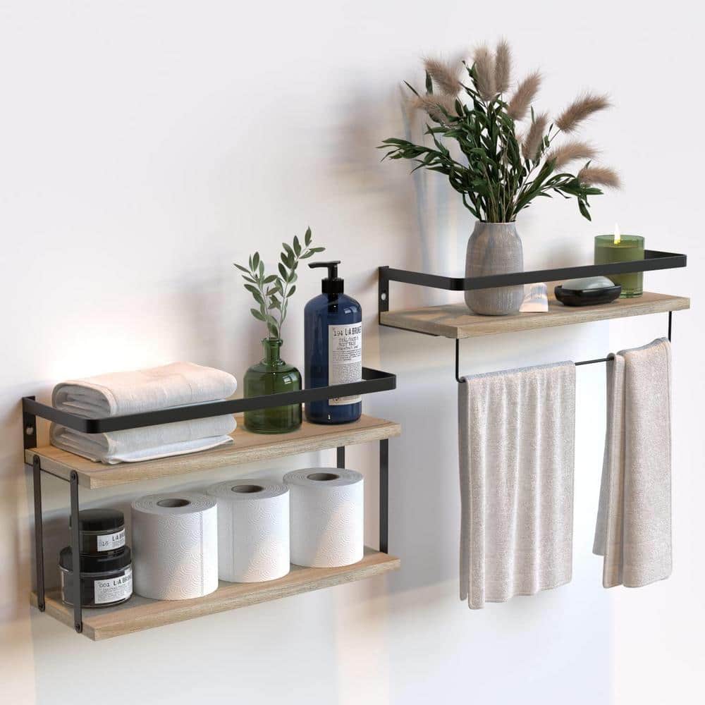 15.75 in. W x 5.71 in. D Light Brown Decorative Wall Shelf, Wall Mounted Fl