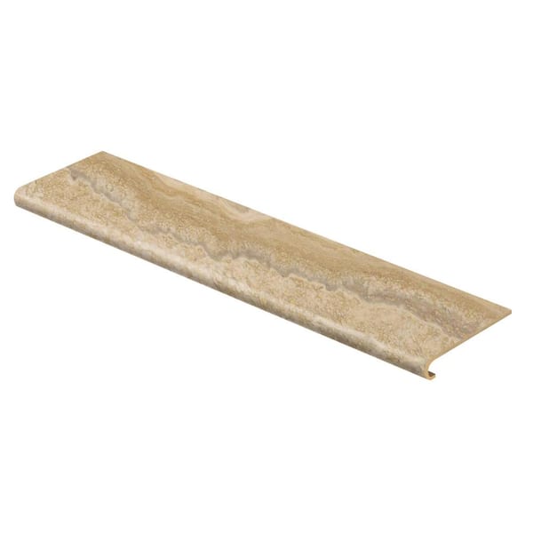 Cap A Tread Ivory Travertine 94 in. L x 12-1/8 in. W x 1-11/16 in. T Vinyl Overlay to Cover Stairs 1 in. Thick