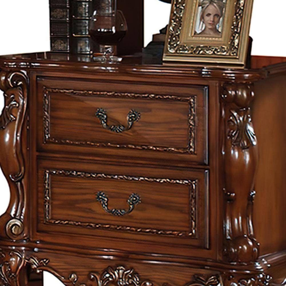 32" Cherry Oak Traditional 2-Drawer Nightstand