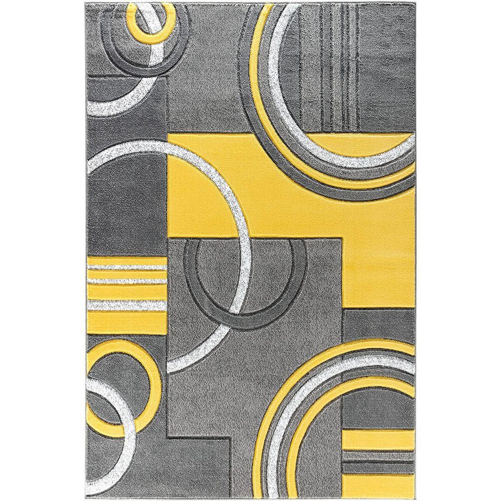 Yellow Polypropylene 4 ft. x 6 ft. Geometric Indoor Area Rug