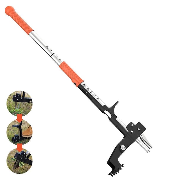 Oyezvary Gardening Stand-Up Weeder Tool with Ergonomic 39.3 Handle and 4 Claws for Easy Weed Removal Without Bending