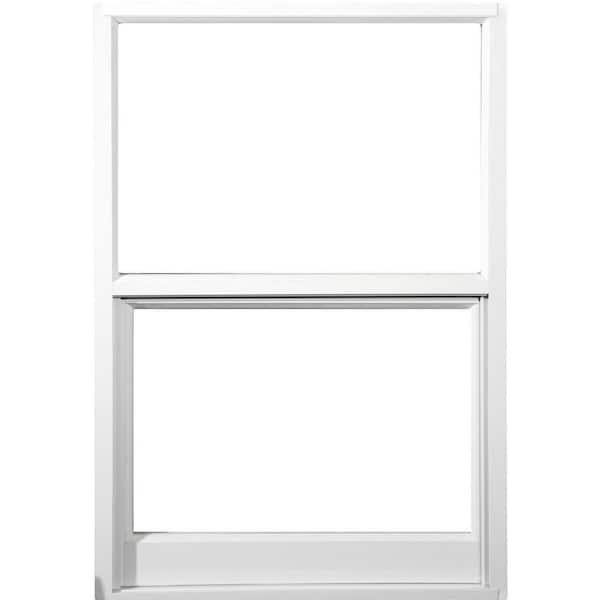 ASSURA 37 in. x 50-5/8 in. Series 2500 White Single Hung Aluminum Impact Window - 5/16 Annealed Gray Glass With Screen