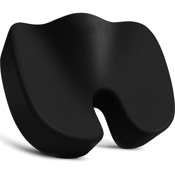 Afoxsos Memory Foam Seat Cushion for Office, Car, Airplane & Bleacher-Non-Slip Comfort Pad for Desk, Wheelchair & Travel, Black