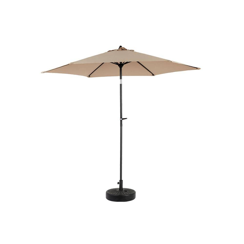 9 ft. Steel Patio Umbrella, Market Umbrella w/ Push Button Tilt Crank and 6