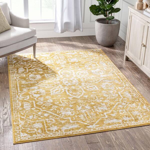 Well Woven Dazzle Disa Vintage Distressed Oriental Medallion Gold
