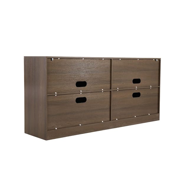 Uixe Chocolate 31.69 in. H 4 Doors Accent Storage Cabinet With 2