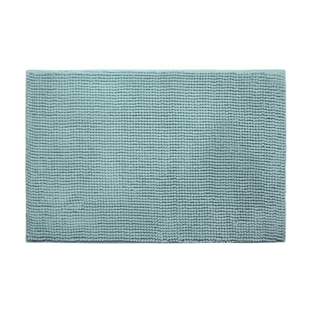 Plush Chenille Aqua 20 in. x 30 in. Memory Foam Bath Mat