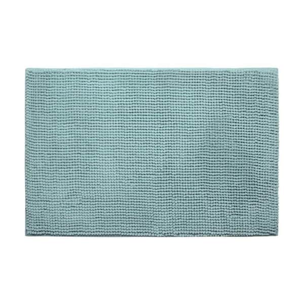 BounceComfort Plush Chenille Aqua 20 in. x 30 in. Memory Foam Bath Mat