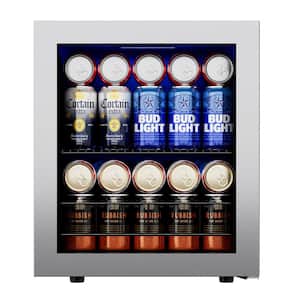 16.9 in. Single Zone 66-Cans Beverage Cooler Freestanding/Countertop Quiet Compressor Refrigerator in Stainless Steel