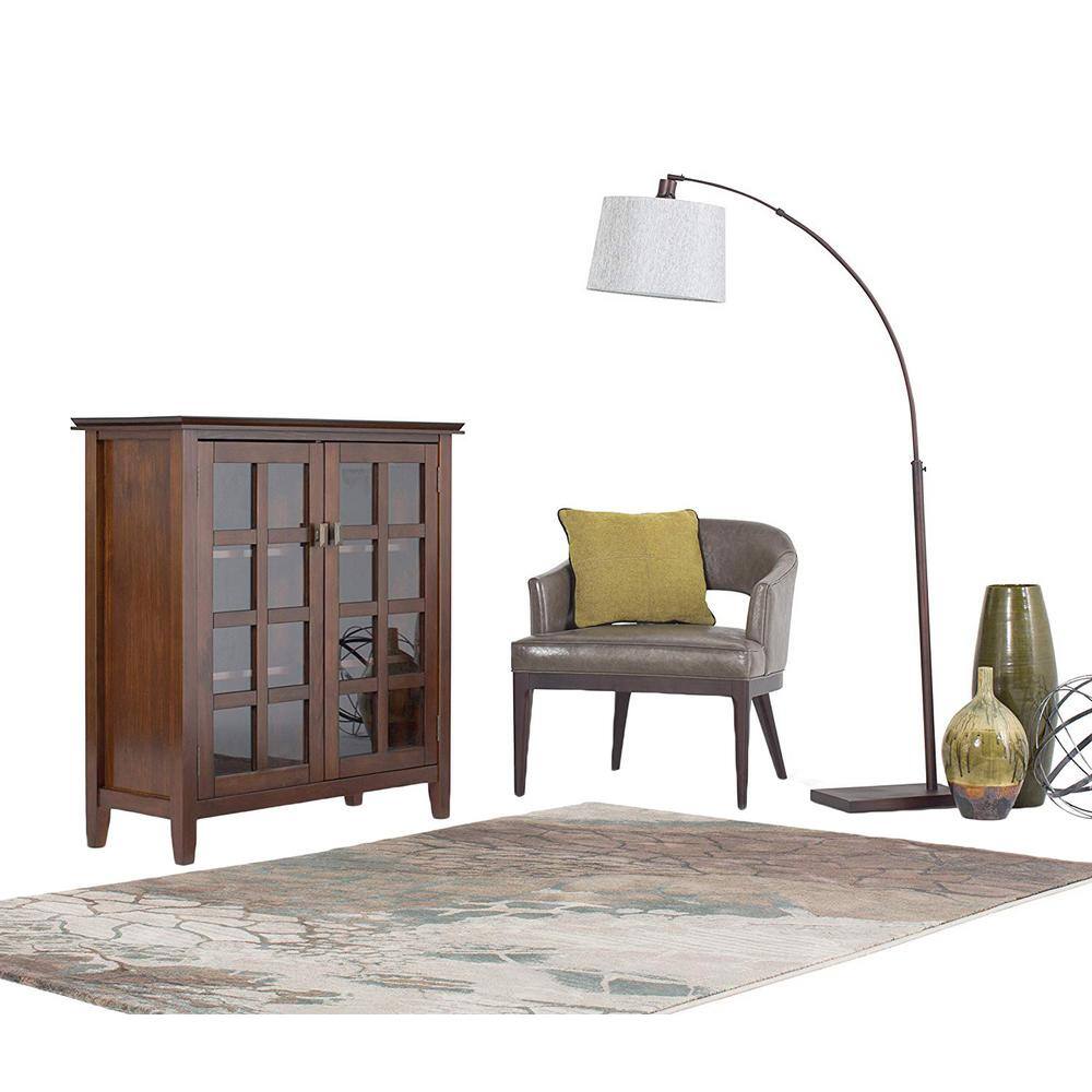 Russet Brown Solid Wood Medium Storage Cabinet with Glass Doors