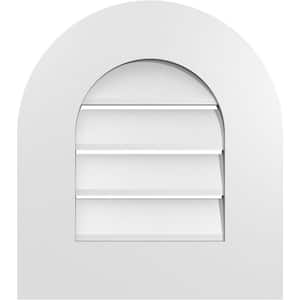 16 in. x 18 in. Round Top Surface Mount PVC Gable Vent: Functional with Standard Frame
