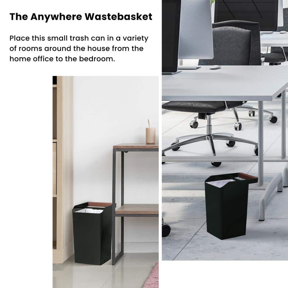 2 Gallon Black Plastic Square Trash Can Set with Handle