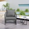 Unbranded Gray Aluminum Modern Curved Outdoor Lounge Chair Patio Dining Chair with Stylish Rope-Weave Design and Gray Cushions zx-686