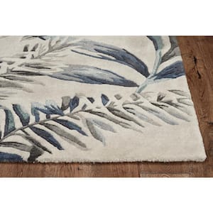 Marina Gray/Blue 5 ft. x 8 ft. Floral Nautical Hand-Tufted Wool Area Rug
