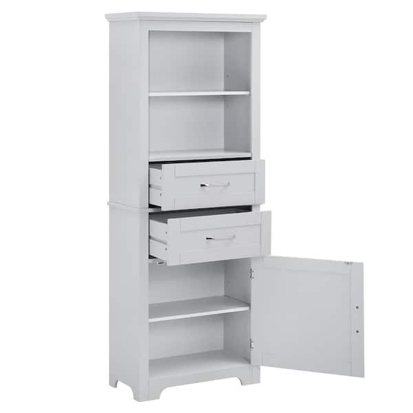 FUNKOL 23.63 in. L x 11.82 in. W x 60 in. H in Gray Ready to Assembly MDF Rectangle Base Kitchen Cabinet