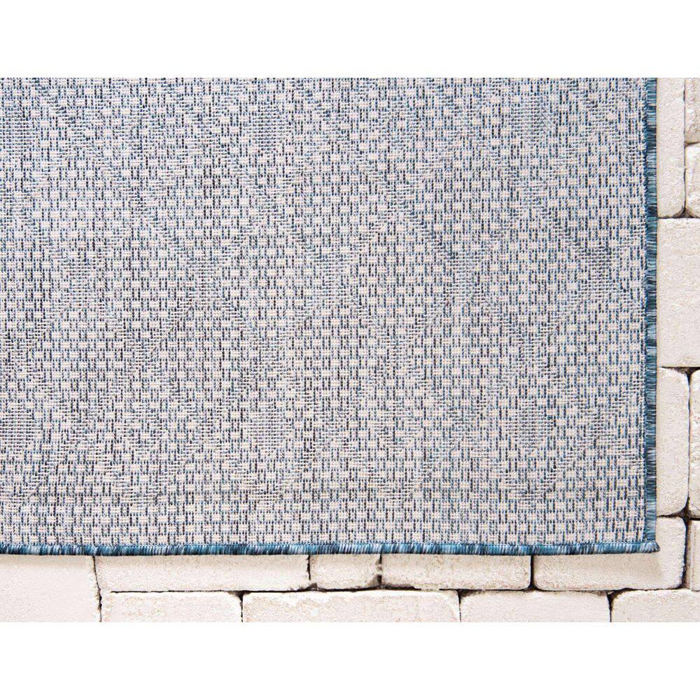 Blue Rectangular Outdoor Trellis Synthetic Area Rug